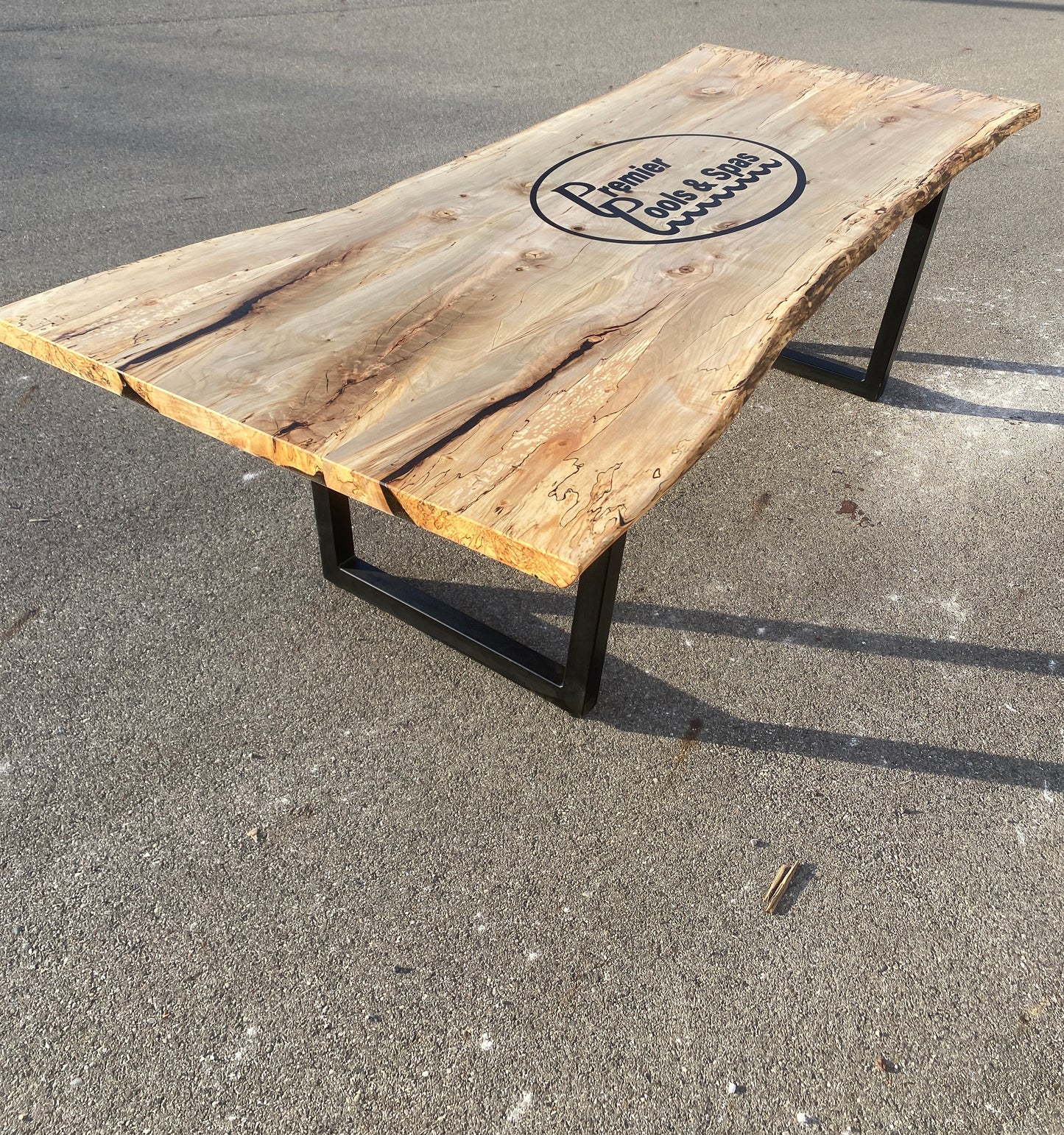 Capitol Conference Table - Massive Walnut Slab Boardroom Table with logo engraving