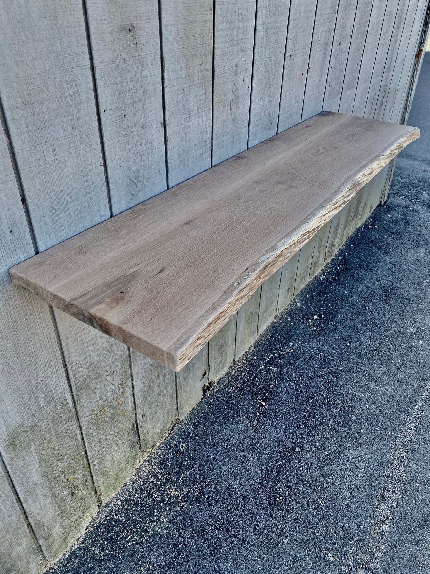 White oak floating shelf Raw edge