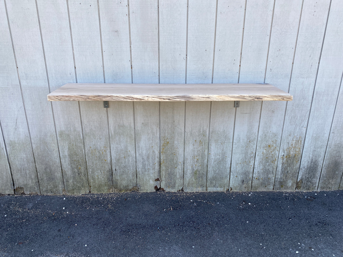 White oak floating shelf Raw edge