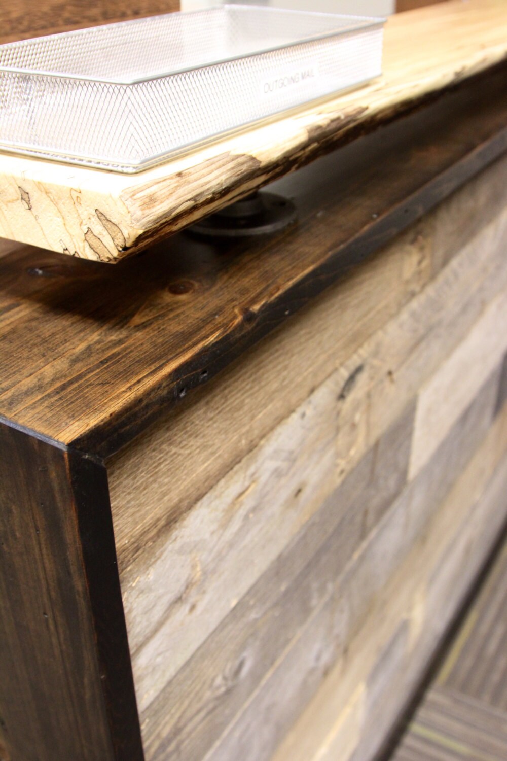 Reclaimed Wood Reception Desk with Office Desk Countertop Office Desk Welcome Center Help Desk Slab Counter