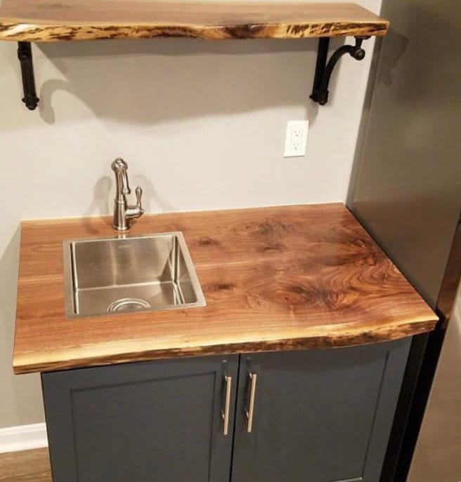 Floating Vanity Shelf, Counter for Basin Sink, Wall Mounted Floating Vessel Sink, Walnut Floating Shelf, Basin Sink Vanity