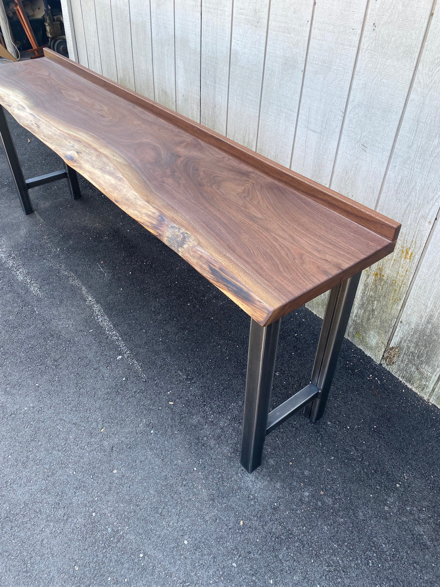 The Railyard Table | Walnut Sofa Table with Drink Rail