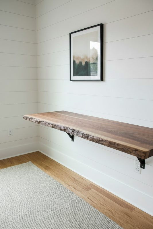 The Siding Live Edge Wall Mounted Desk, Floating Desk