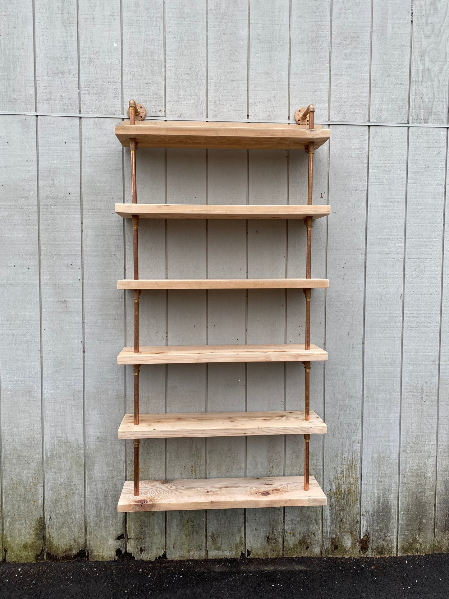 The Hemingway | Industrial Pipe Bookshelf — Custom Reclaimed Wood Wall-Mount Shelving Unit