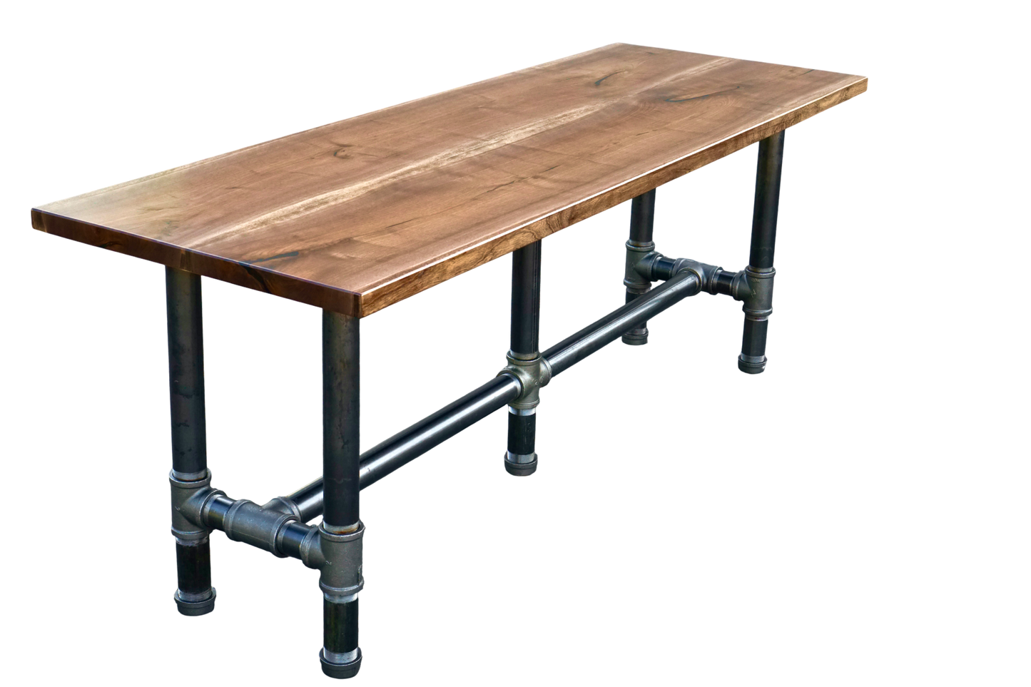 The Foundry Bar Table | Custom Solid Walnut & Steel, Live Edge or Straight Edge, Made to Order