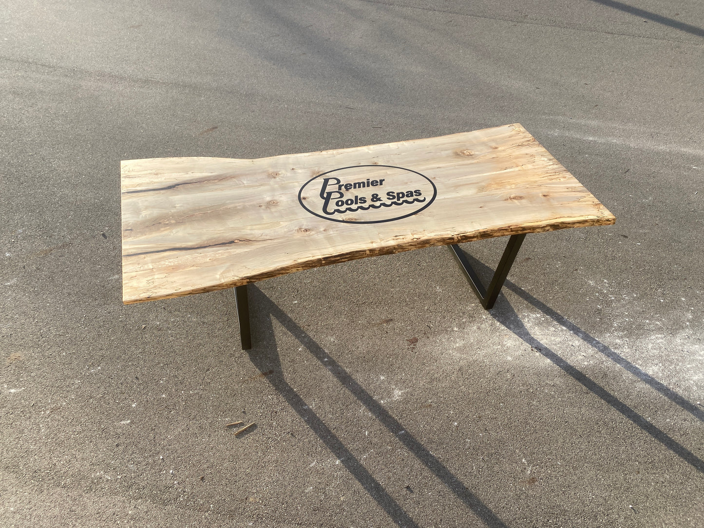Capitol Conference Table - Massive Walnut Slab Boardroom Table with logo engraving