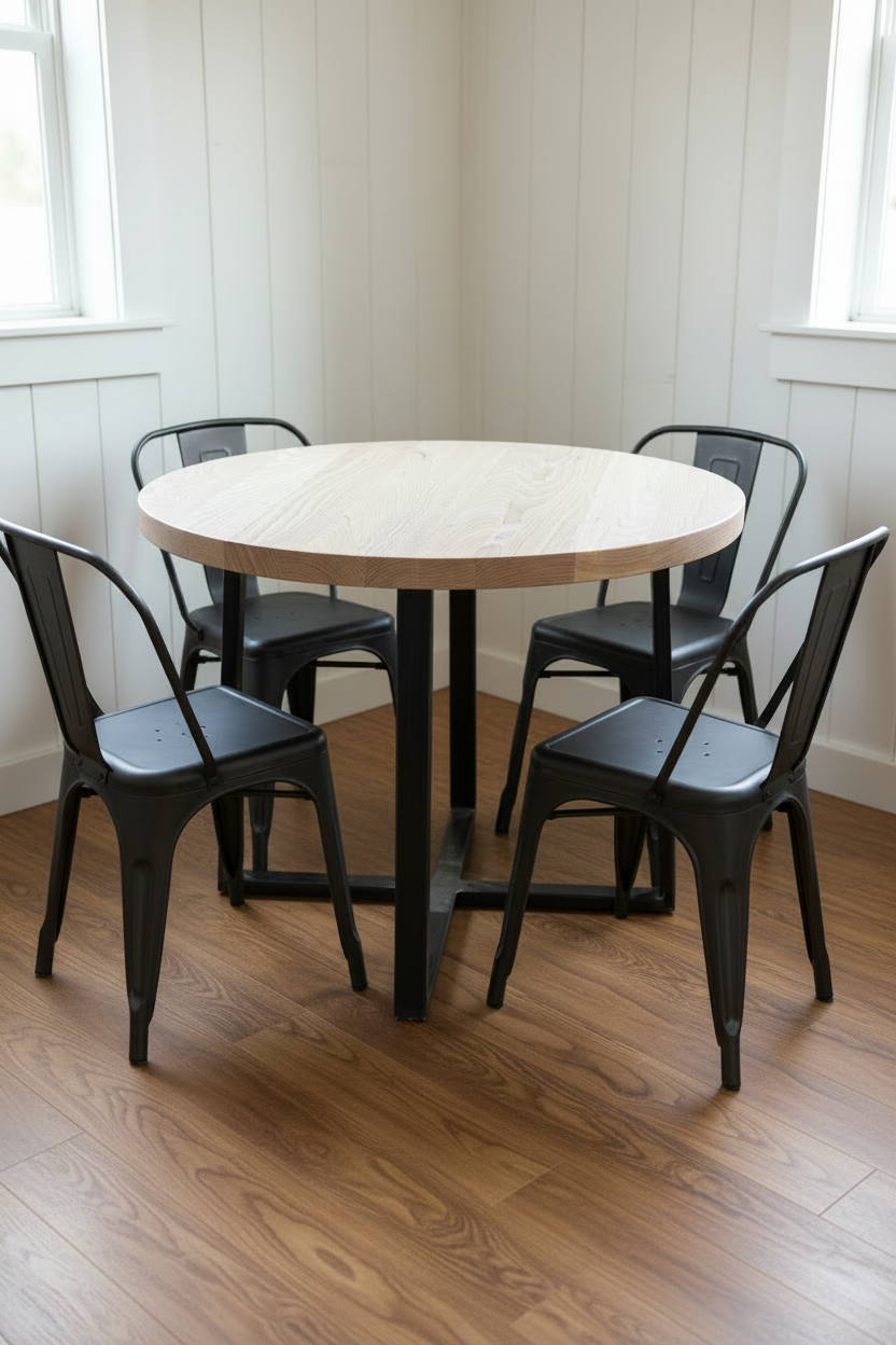 The Forge Table | 36”-72” Round Table  - Solid Walnut Wood
