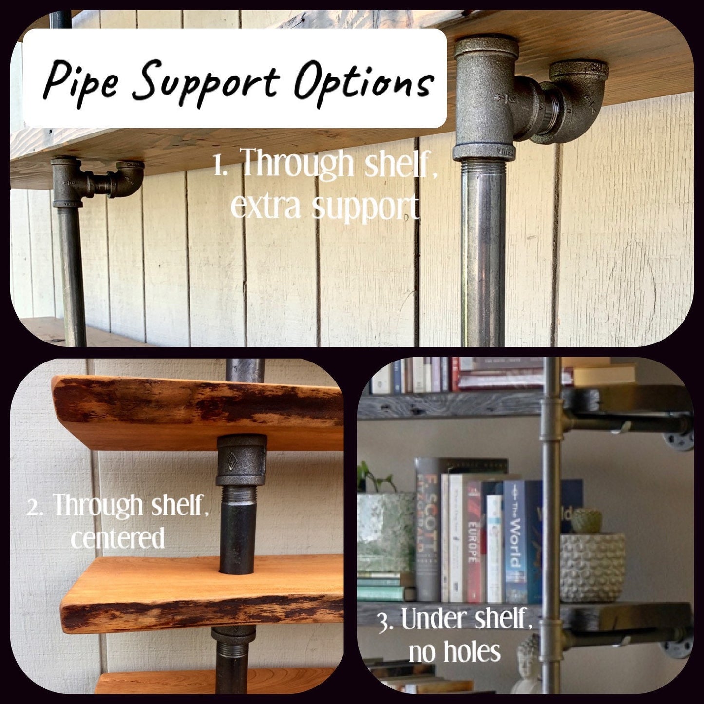 The Hemingway | Industrial Pipe Bookshelf — Custom Reclaimed Wood Wall-Mount Shelving Unit