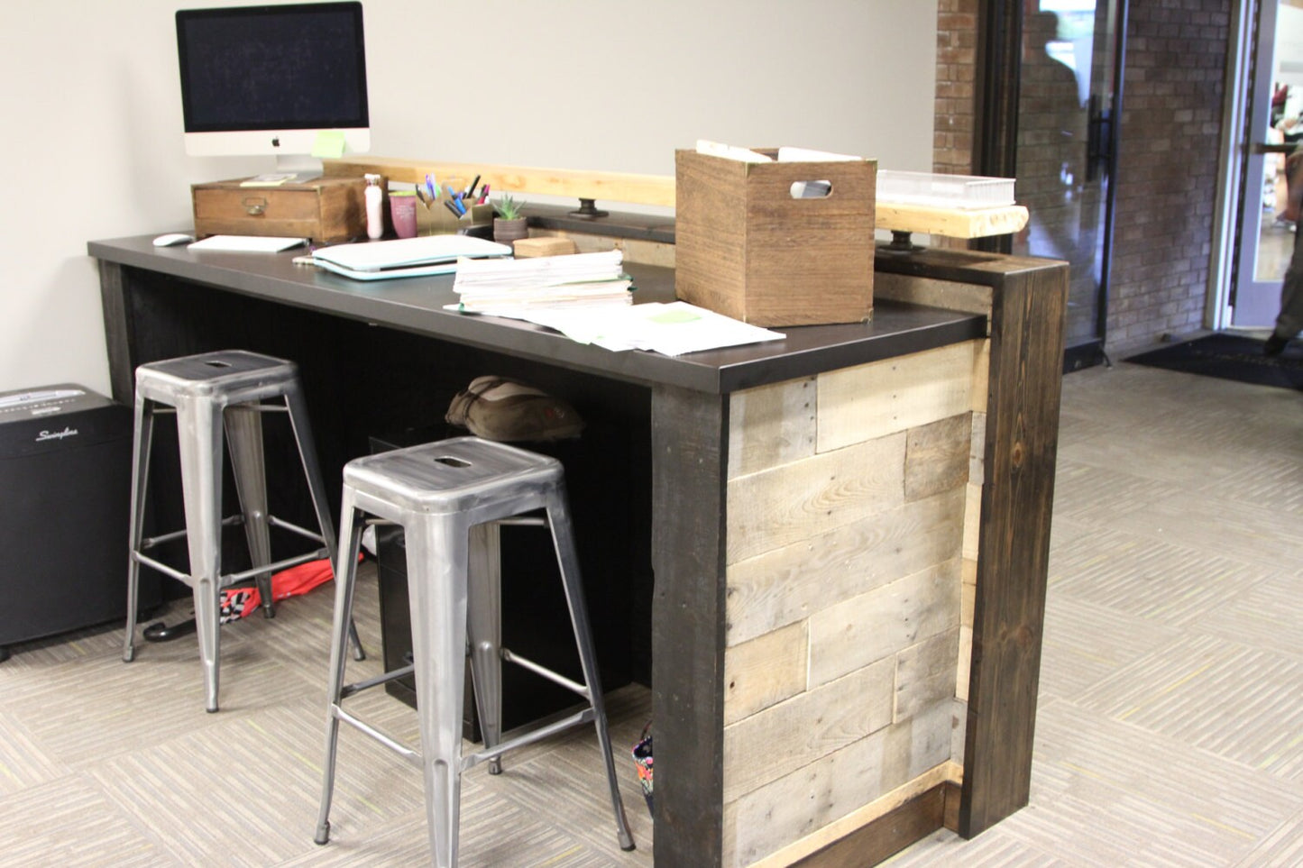 Reclaimed Wood Reception Desk, Custom Store Counter
