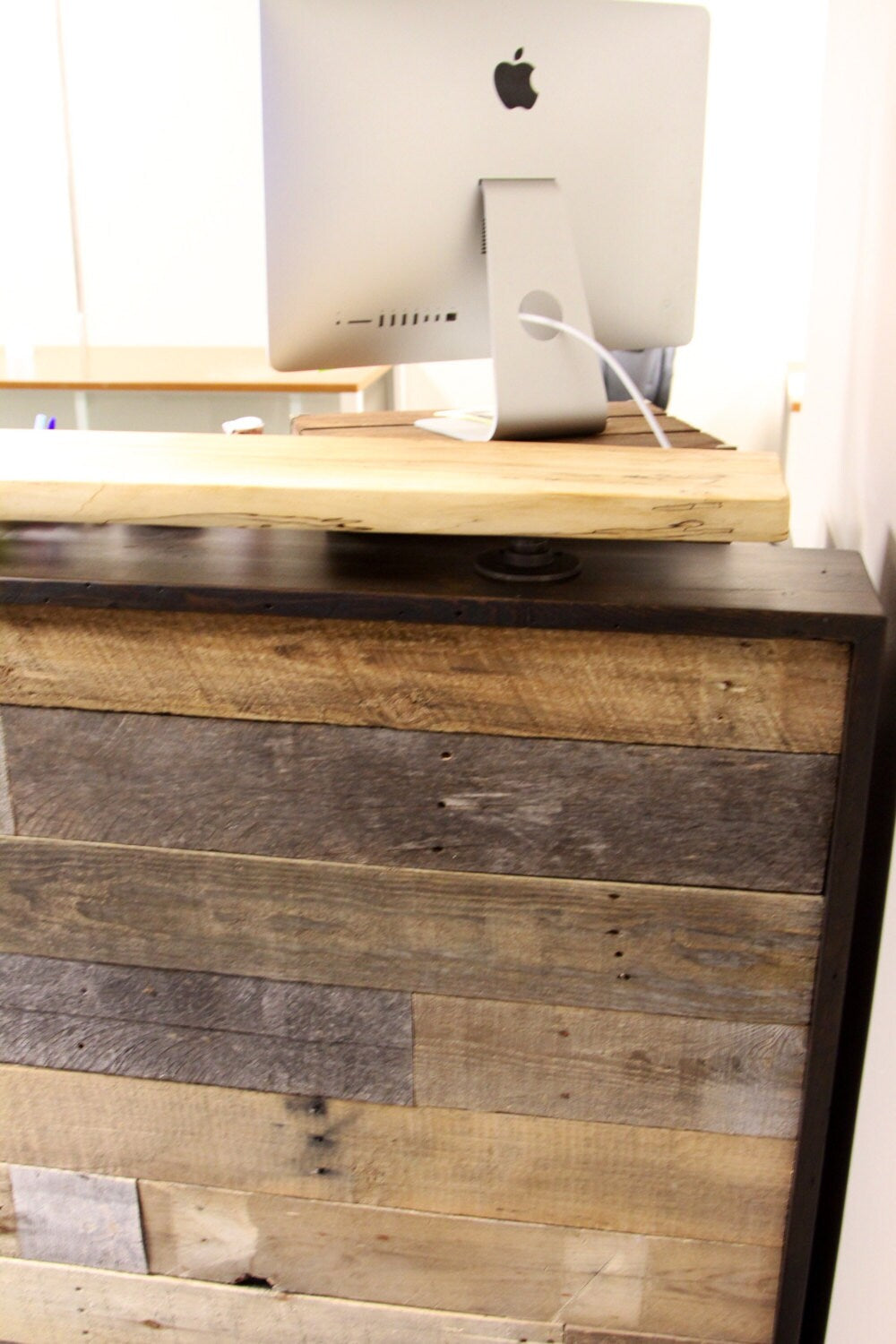 Reclaimed Wood Reception Desk, Custom Store Counter