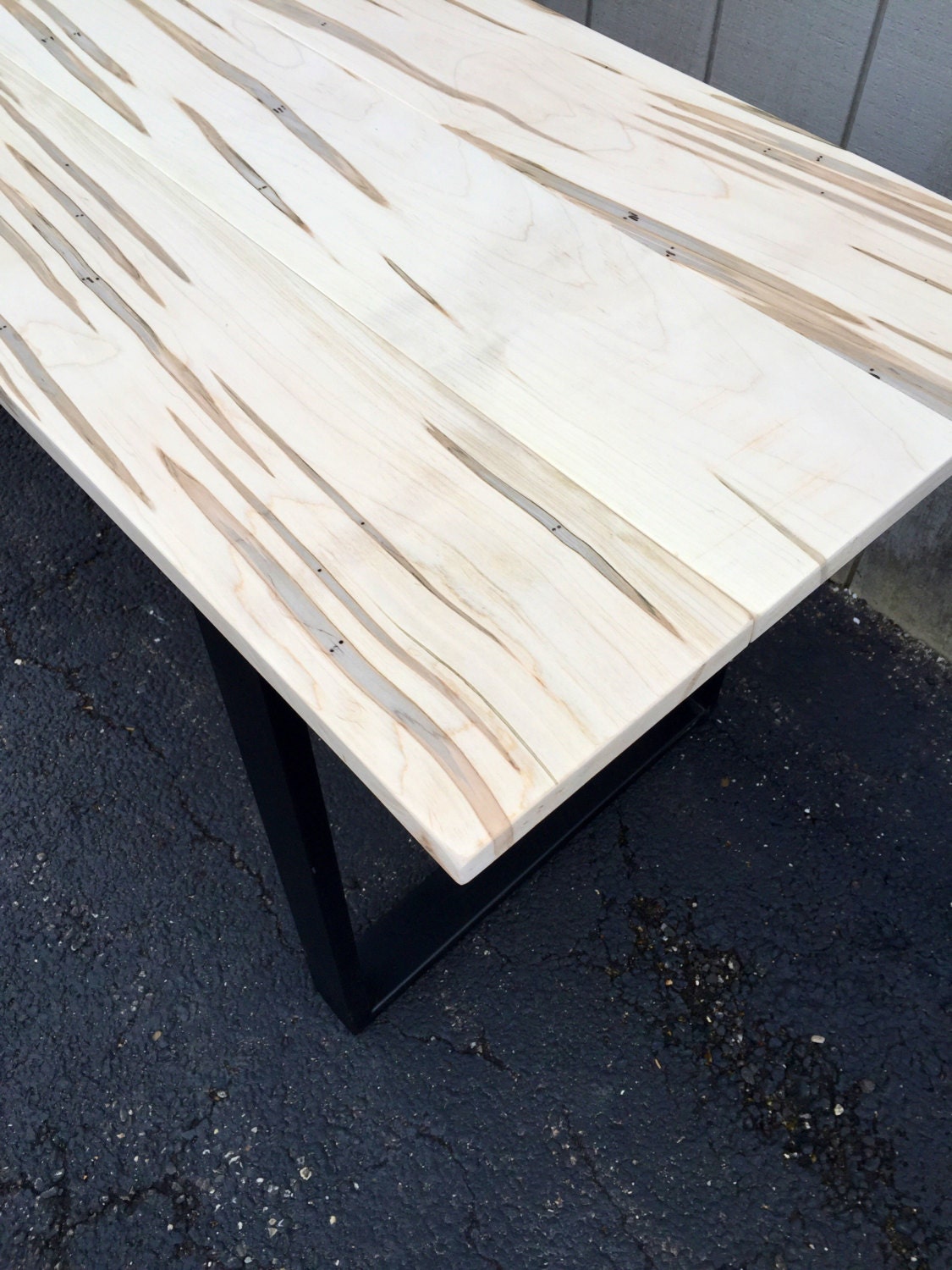 Live Edge Ambrosia Maple Dining Table - Mid Century Modern Wood Legs