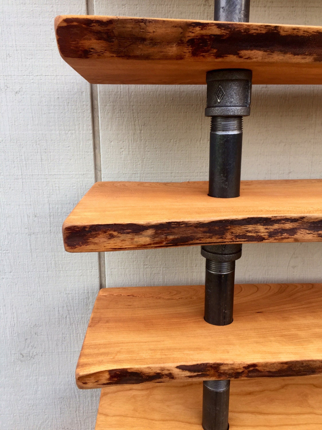 7 Shelves - Large Wall Mounted Bookshelf - Reclaimed Wood Bookshelf Pipe Bookshelf Shelf Built In Industrial Shelving TV Stand Desk Storage