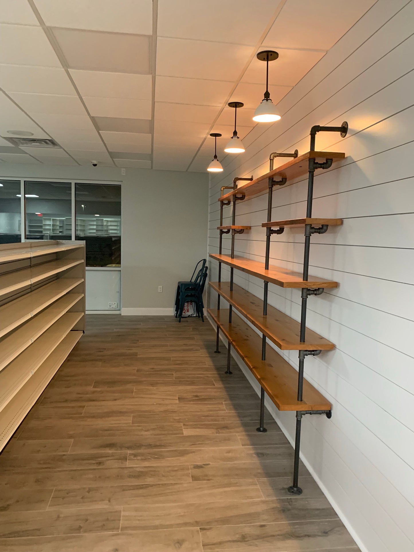 7 Shelves - Large Wall Mounted Bookshelf - Reclaimed Wood Bookshelf Pipe Bookshelf Shelf Built In Industrial Shelving TV Stand Desk Storage