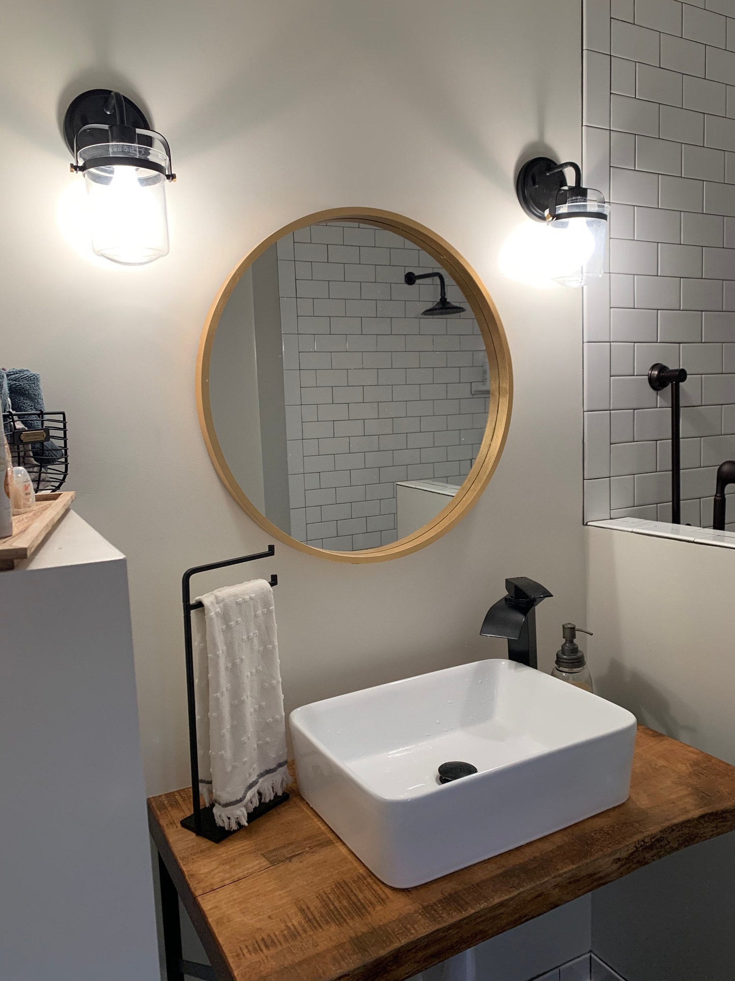 Reclaimed Wood Floating Vanity: Wall Mounted Basin Sink Shelf