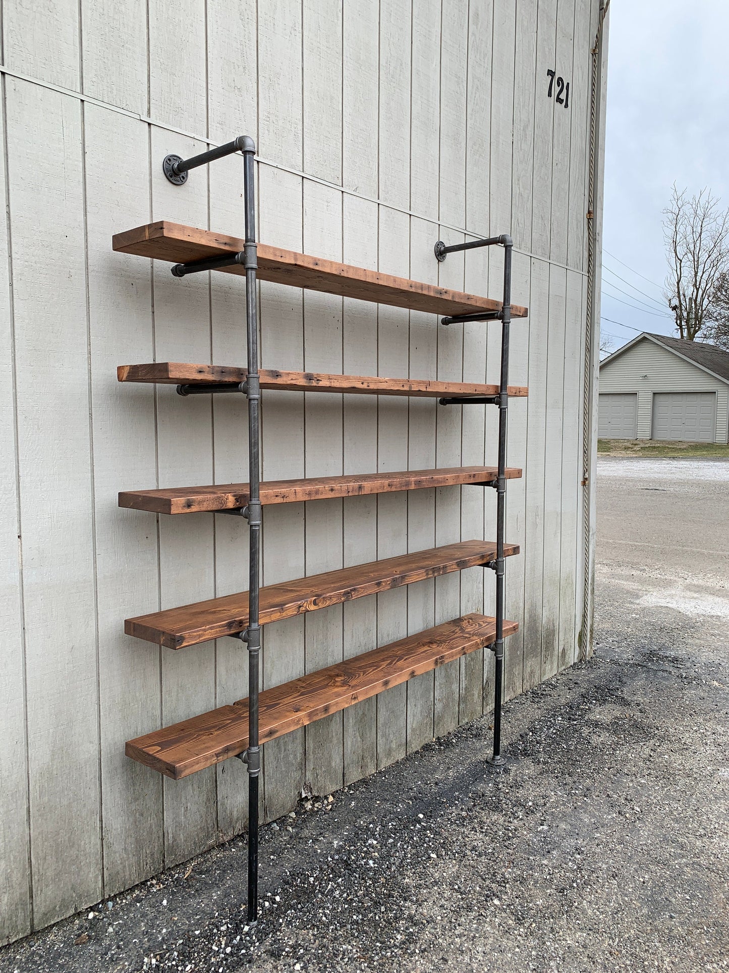 Reclaimed Wood Industrial Shelf with Cabinet: Wall Mounted Bookcase