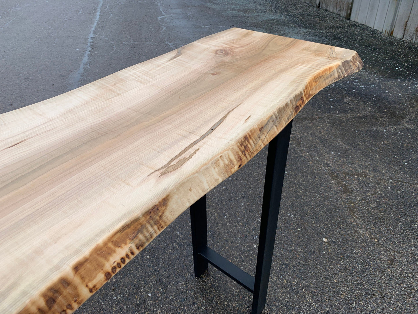 Live Edge Ambrosia Maple Dining Table - Mid Century Modern Wood Legs
