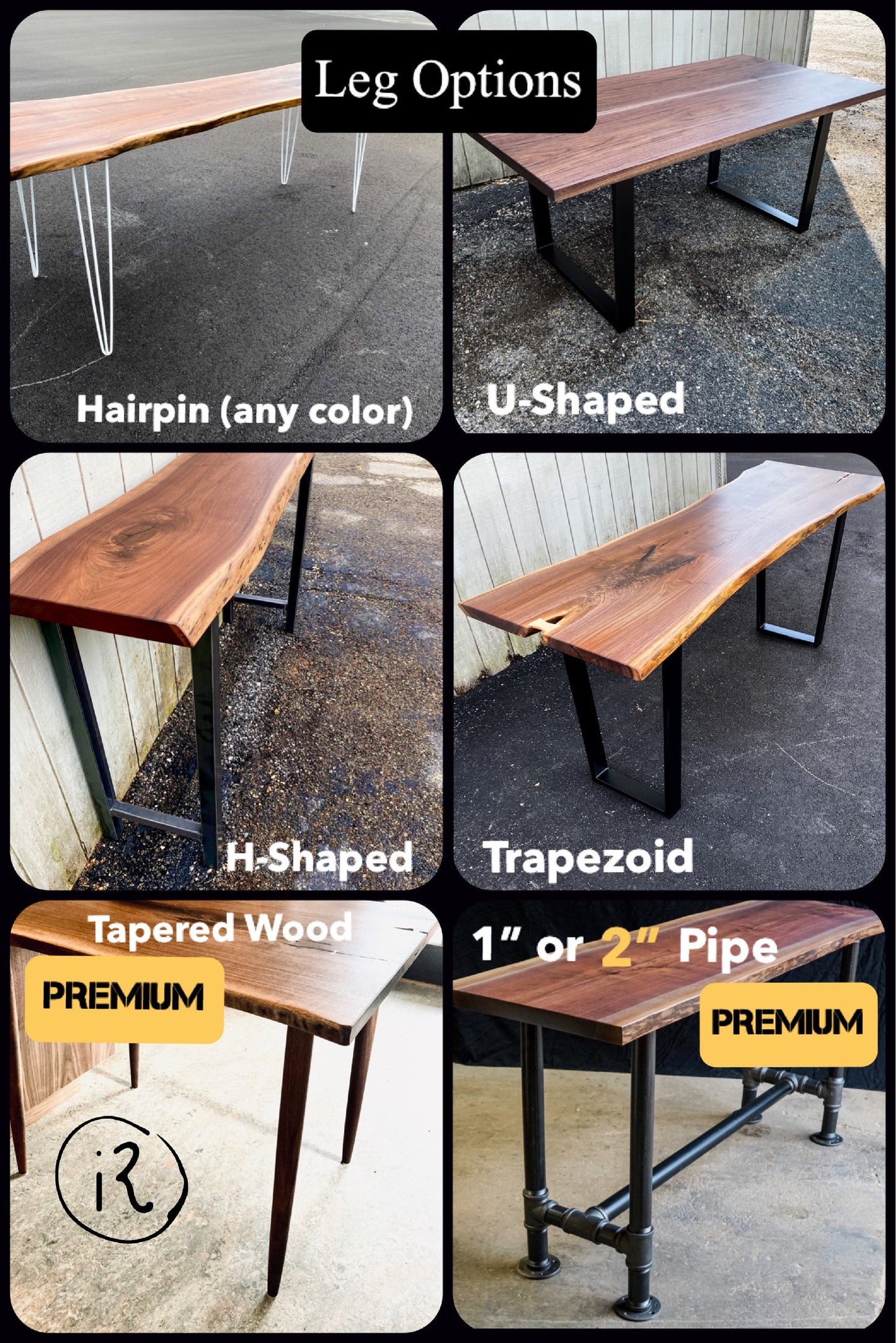 Live Edge Ambrosia Maple Dining Table - Mid Century Modern Wood Legs