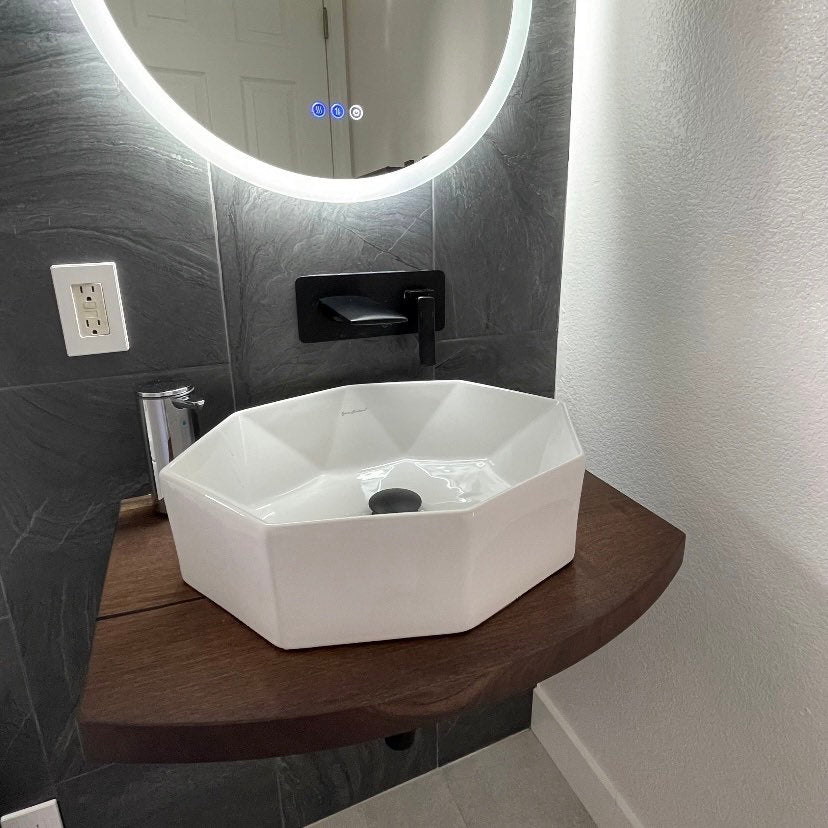 Thick Reclaimed Wood Floating Vanity: Box Style, Wall Mounted