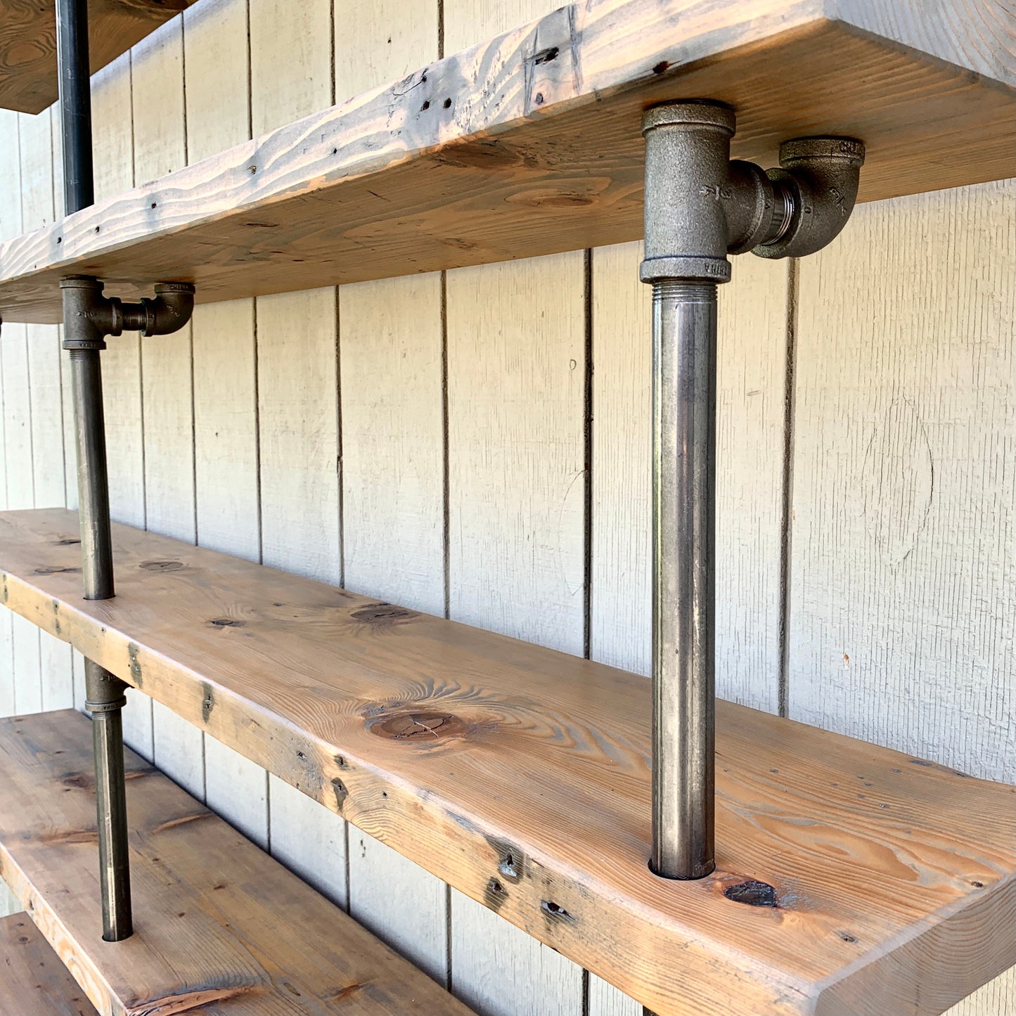 7 Shelves - Large Wall Mounted Bookshelf - Reclaimed Wood Bookshelf Pipe Bookshelf Shelf Built In Industrial Shelving TV Stand Desk Storage