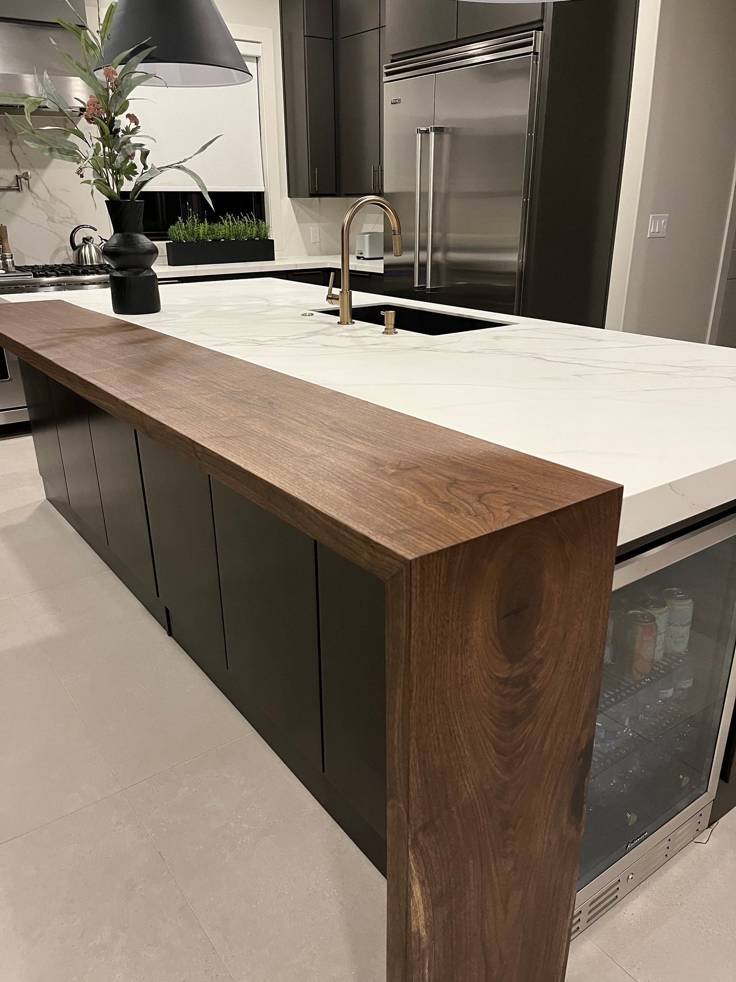 Custom Waterfall Countertop: Kitchen Island Extension Wood