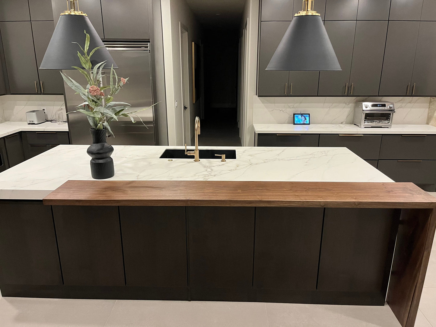 Custom Waterfall Countertop: Kitchen Island Extension Wood