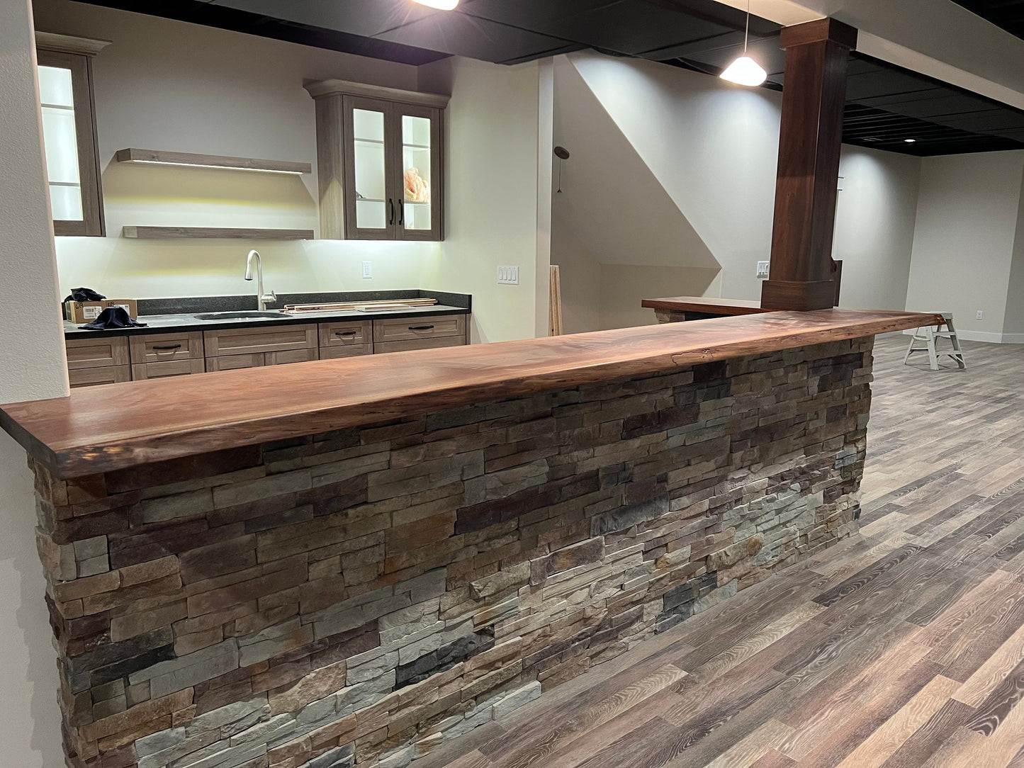 Handcrafted Walnut Wood Countertop: Raw Edge Bar Top - USA Made
