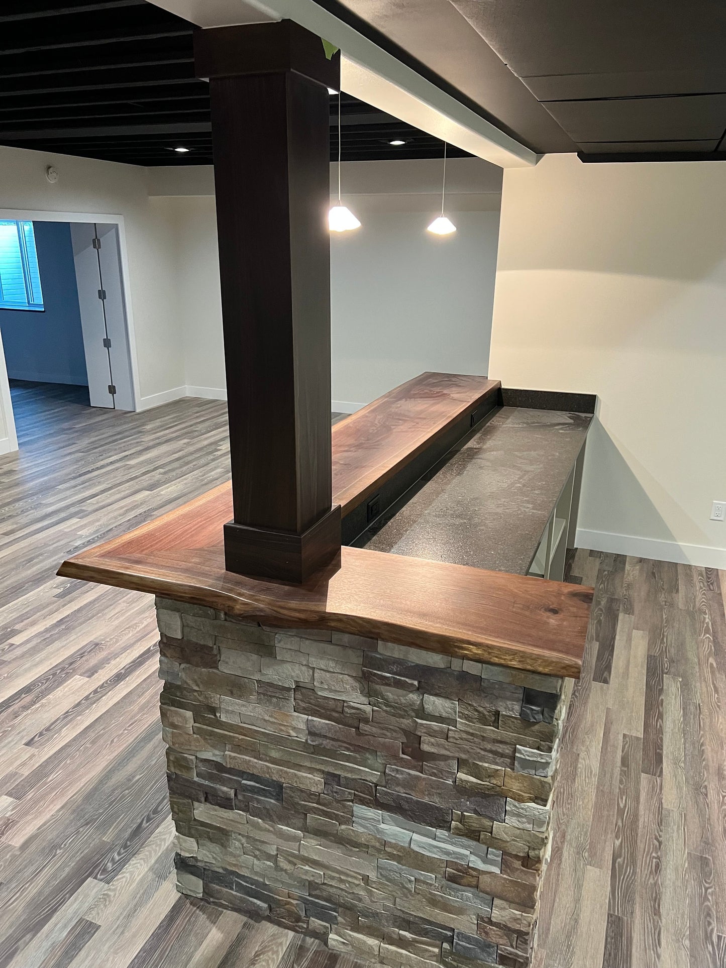 Handcrafted Walnut Wood Countertop: Raw Edge Bar Top - USA Made