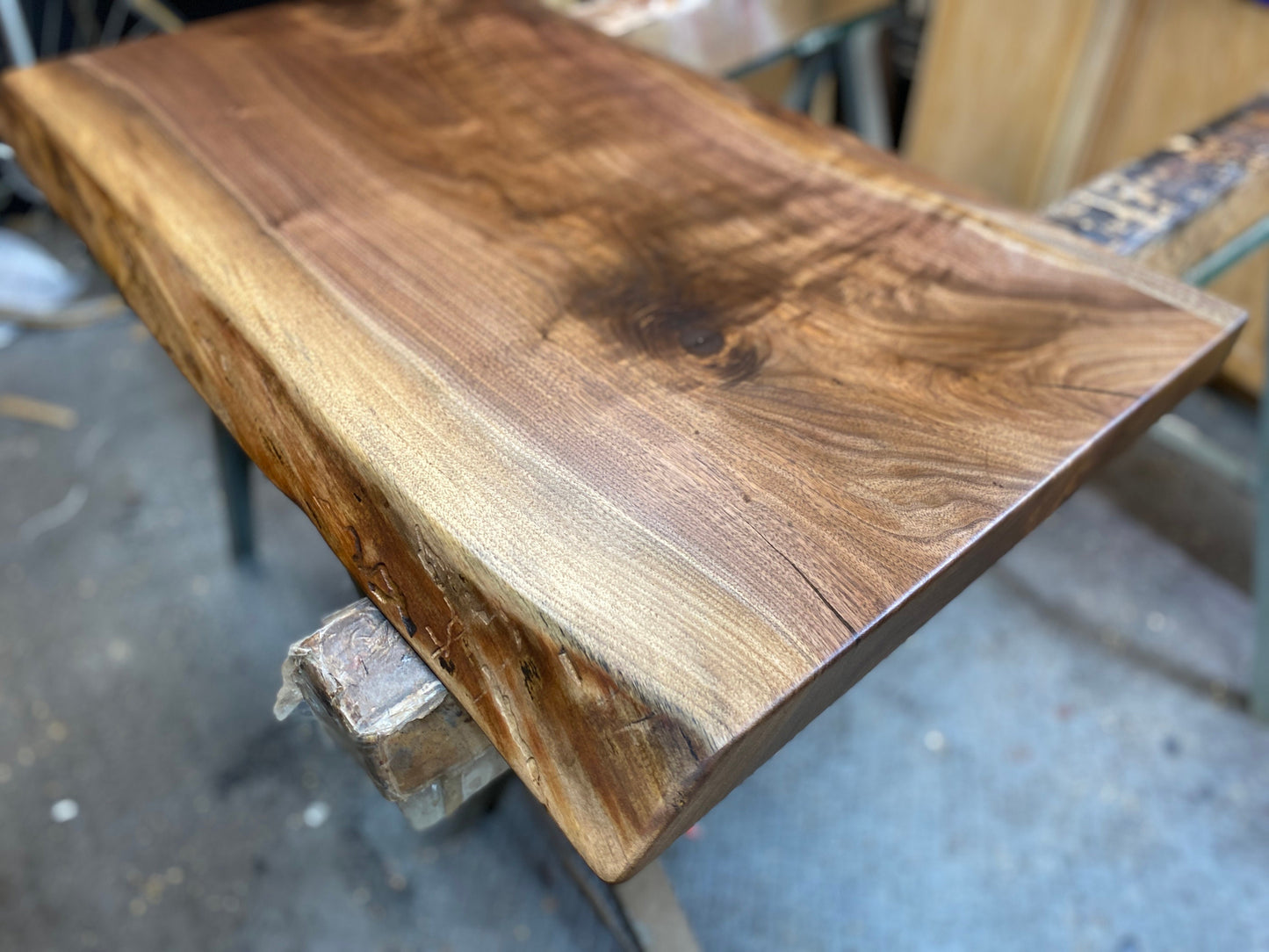 Handcrafted Walnut Wood Countertop: Raw Edge Bar Top - USA Made