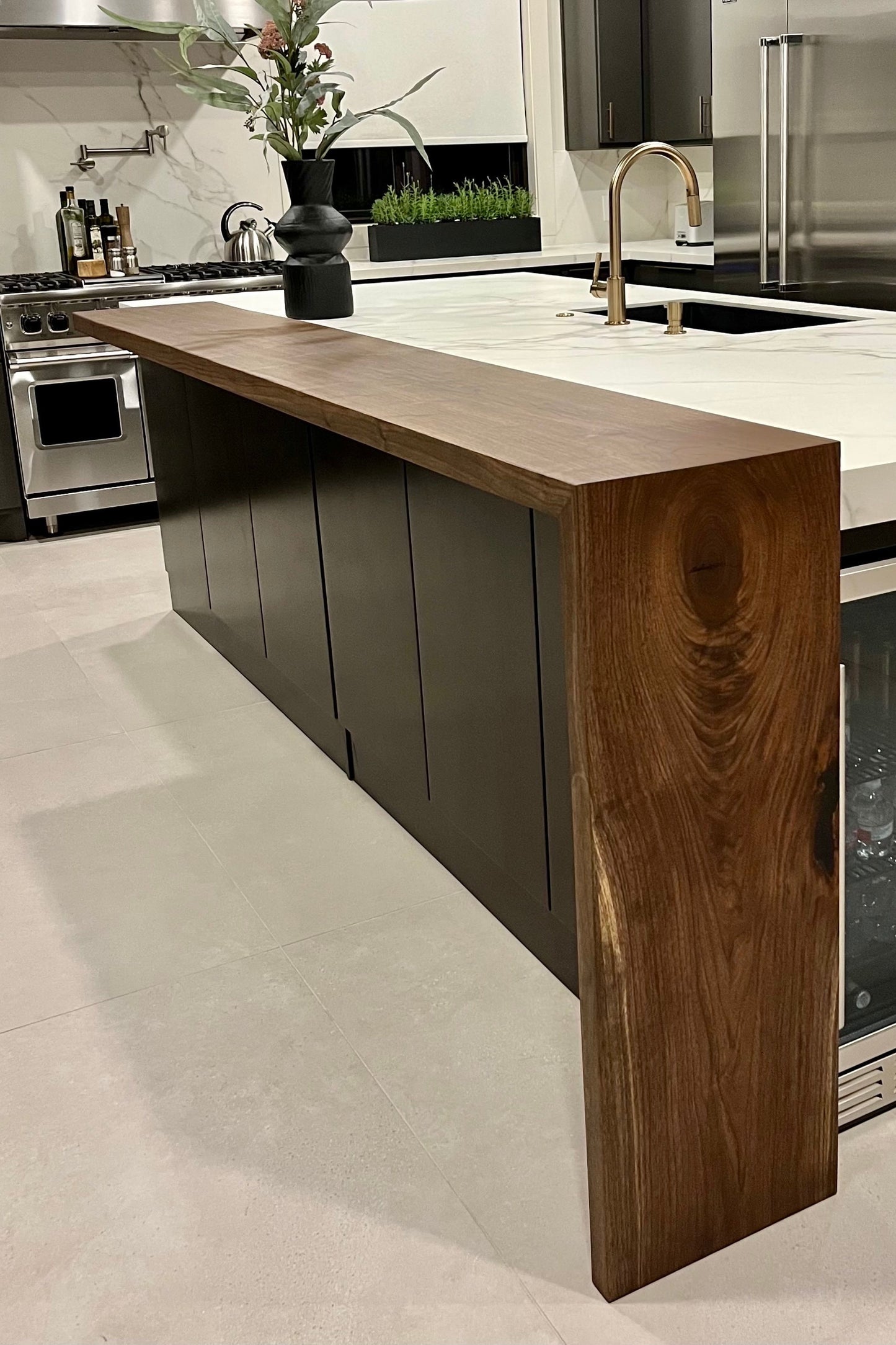 Handcrafted Walnut Wood Countertop: Raw Edge Bar Top - USA Made