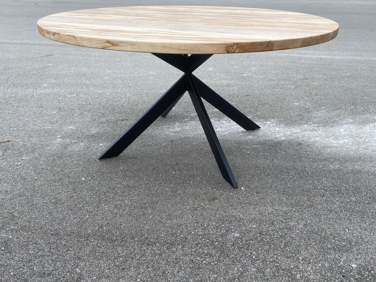 Reclaimed Wood Round Bar Table: Steel Pedestal Restaurant Table