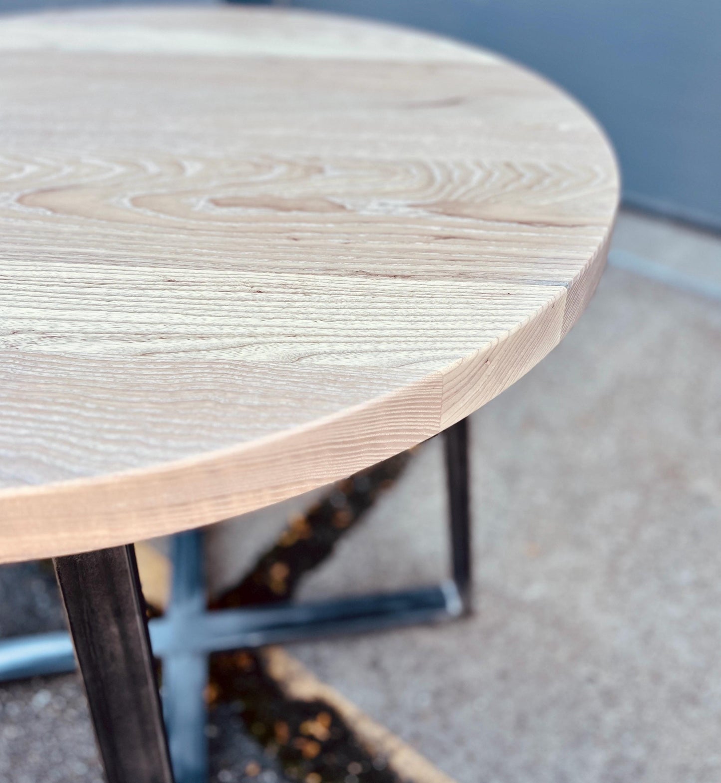 Reclaimed Wood Round Bar Table: Steel Pedestal Restaurant Table