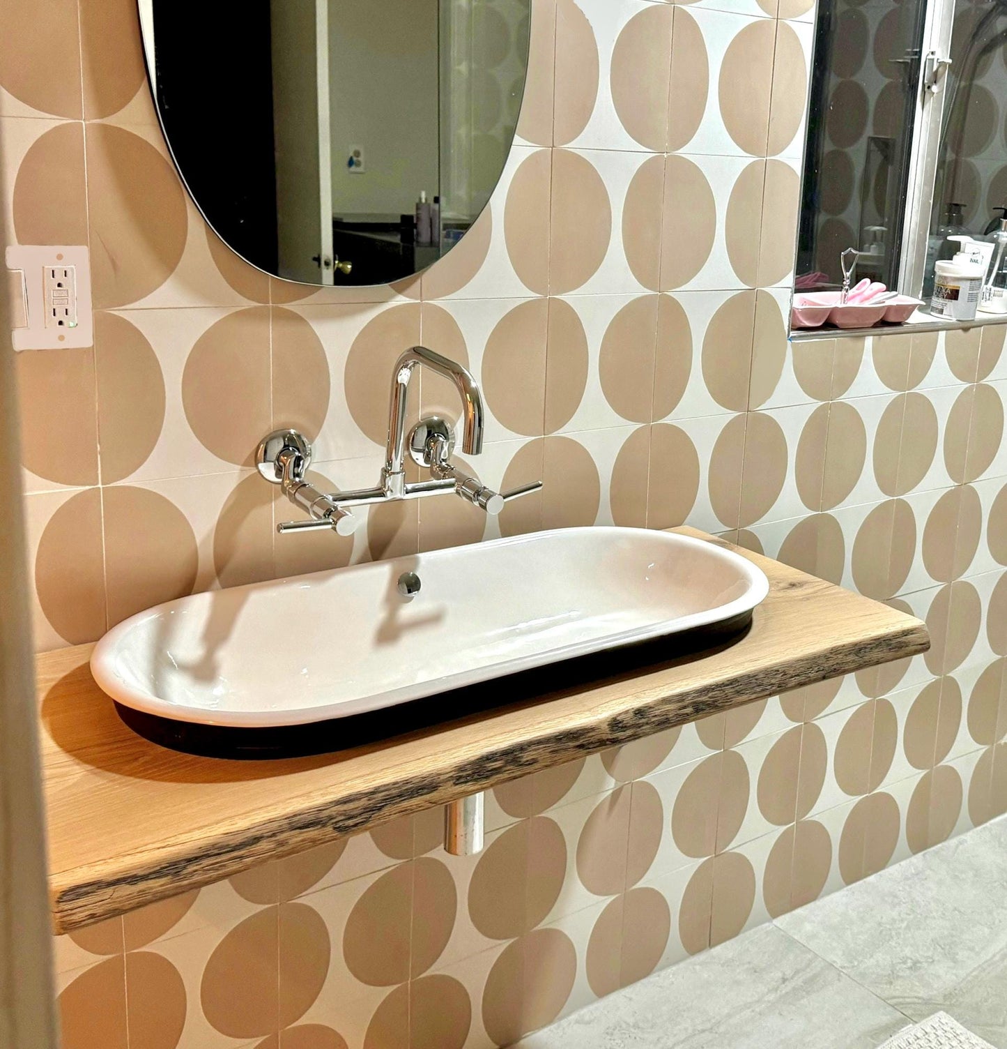 Reclaimed Wood Floating Vanity: Wall Mounted Basin Sink Shelf