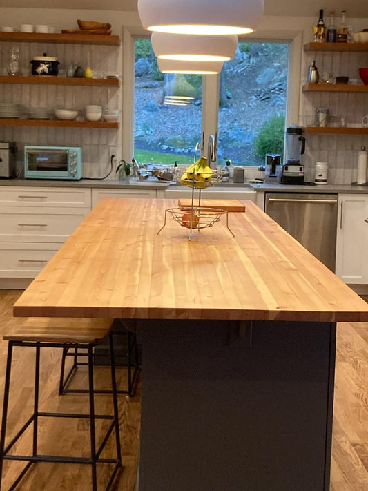 Wood Counter Top - Solid Butcher Block Tabletop - Live Edge Counter