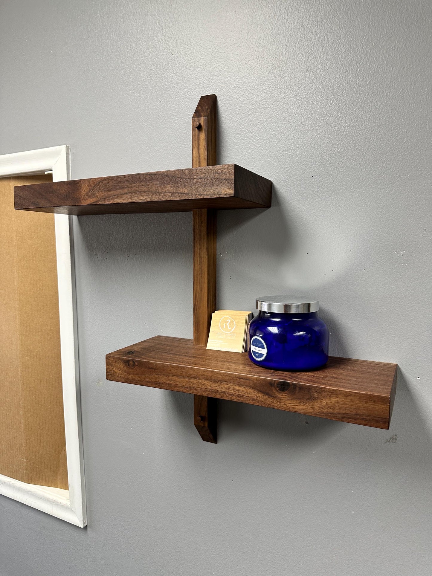 Tiered Walnut Two Tier Floating Shelf Solid Wall Shelves Japanese Inspired