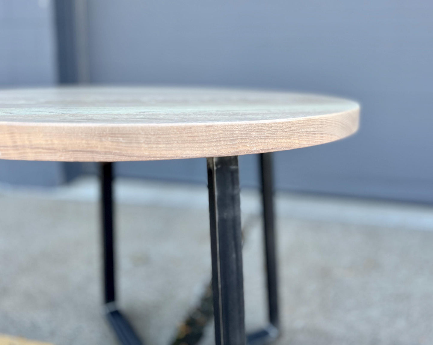 Reclaimed Wood Round Bar Table: Steel Pedestal Restaurant Table