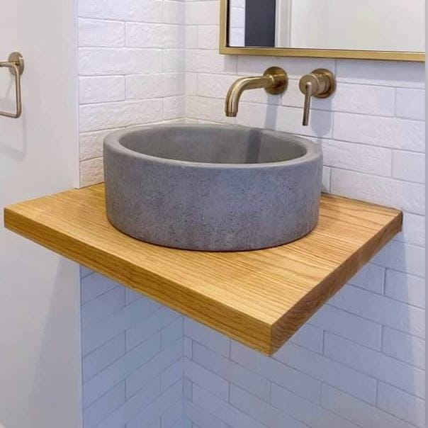 Reclaimed Wood Floating Vanity: Wall Mounted Basin Sink Shelf