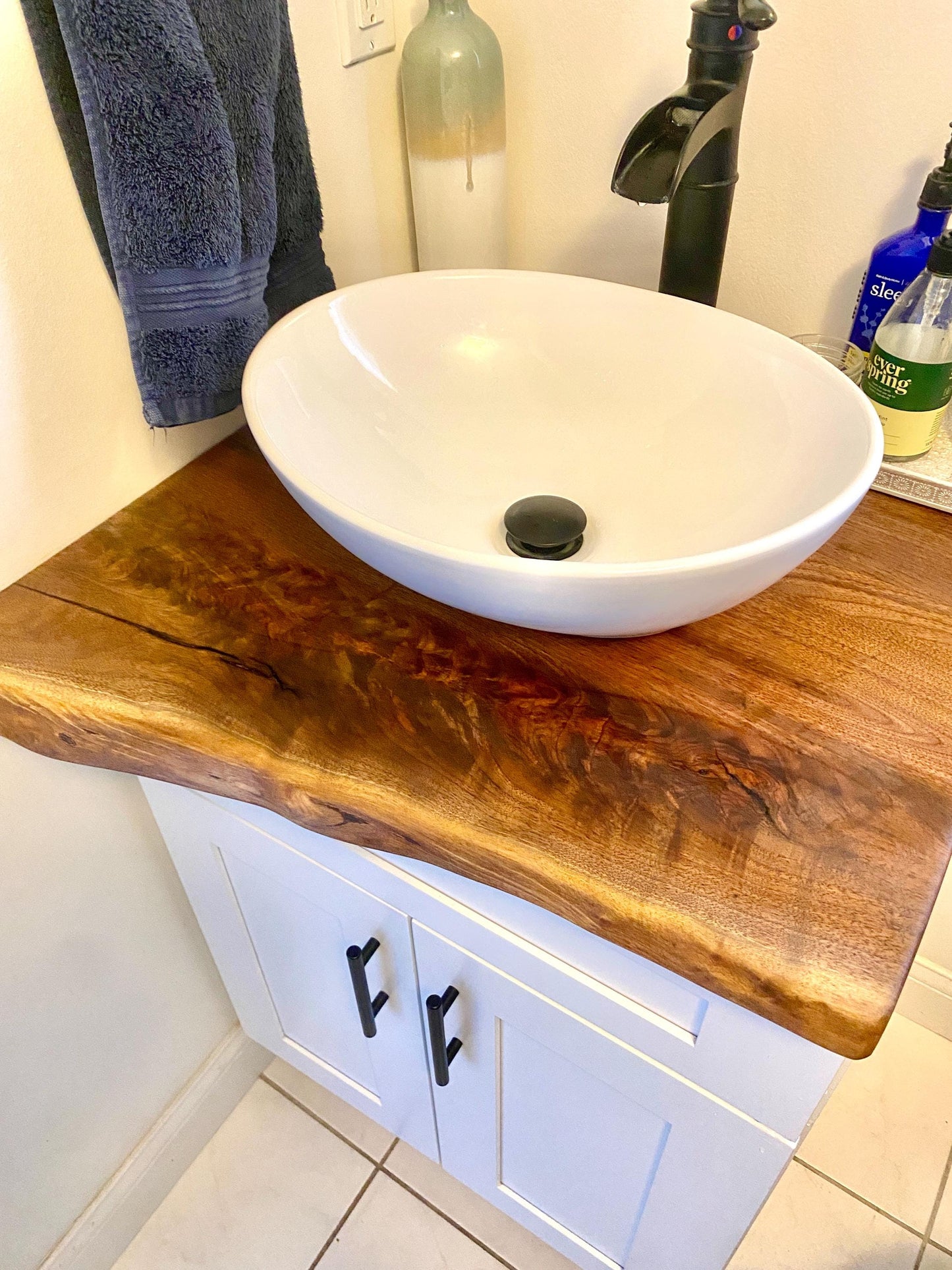 Reclaimed Wood Floating Vanity: Wall Mounted Basin Sink Shelf
