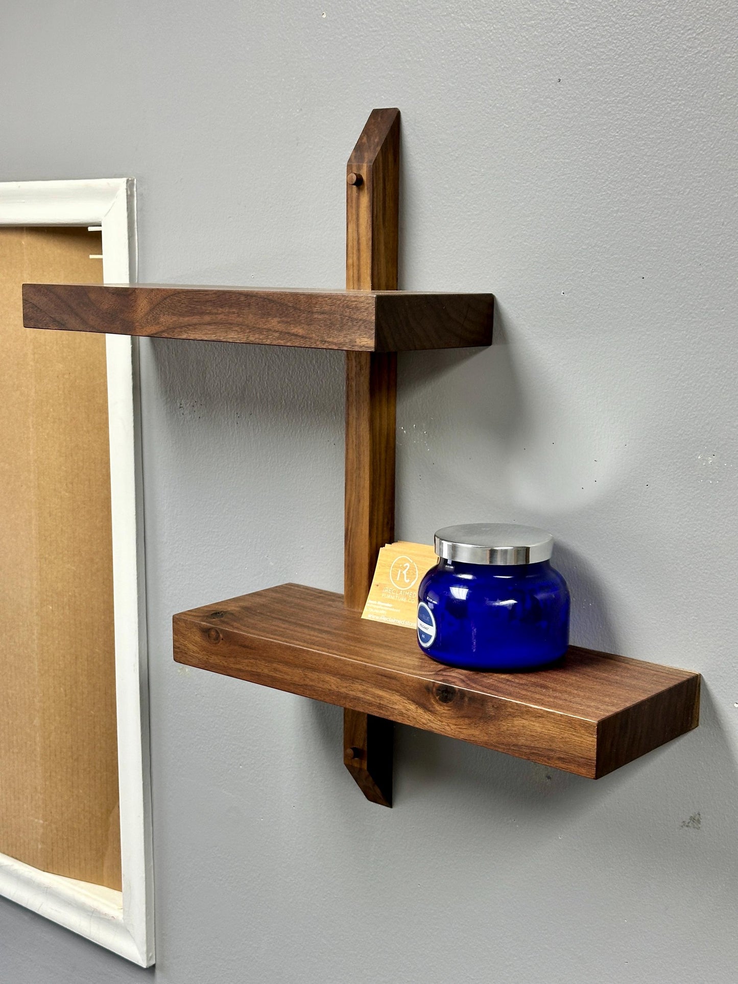 Tiered Walnut Two Tier Floating Shelf Solid Wall Shelves Japanese Inspired