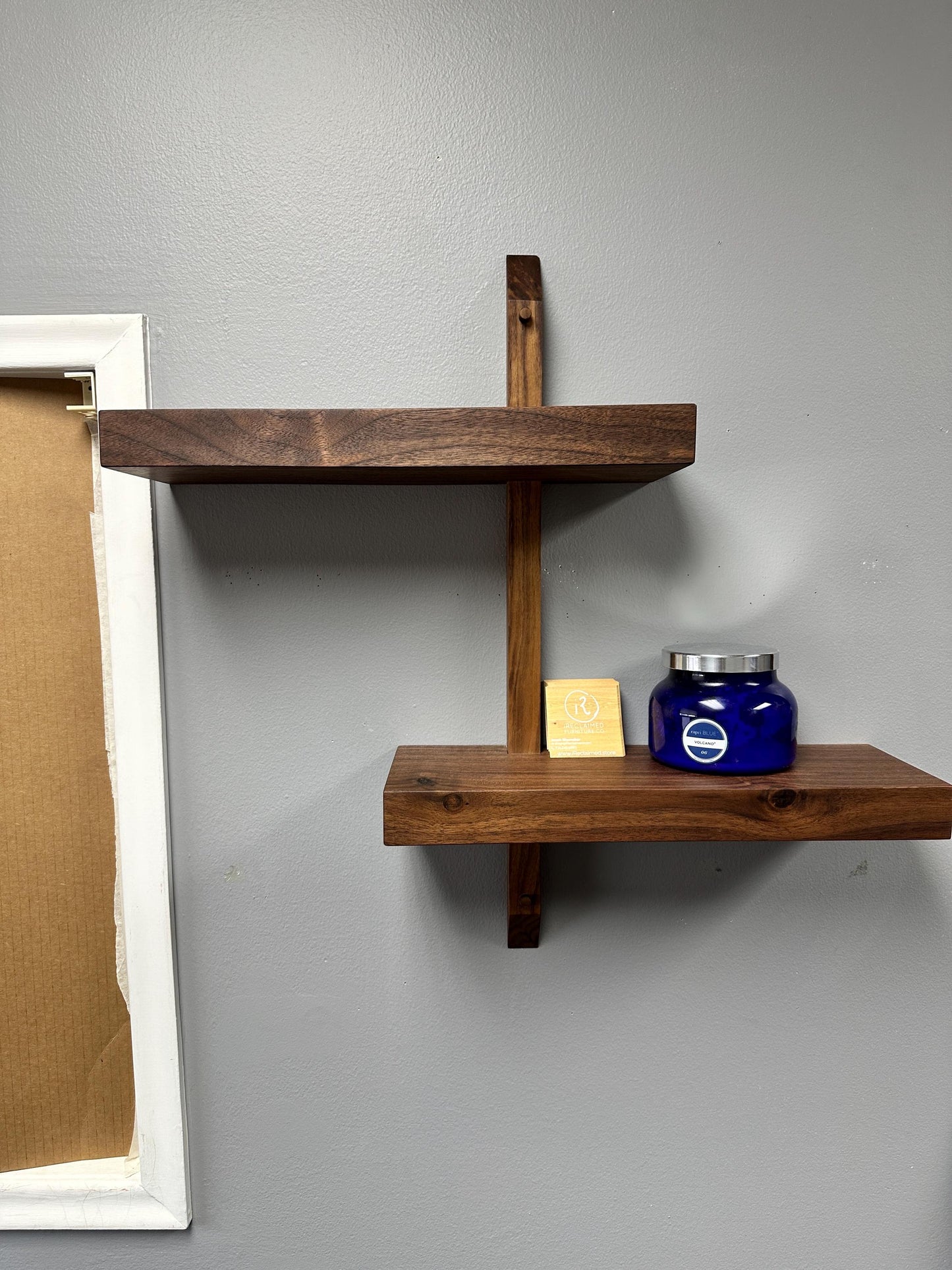 Tiered Walnut Two Tier Floating Shelf Solid Wall Shelves Japanese Inspired