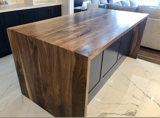 Walnut Slab Countertop - Butcher Block Tabletop - Reclaimed Salvaged Live Edge Walnut Bar Kitchen Island