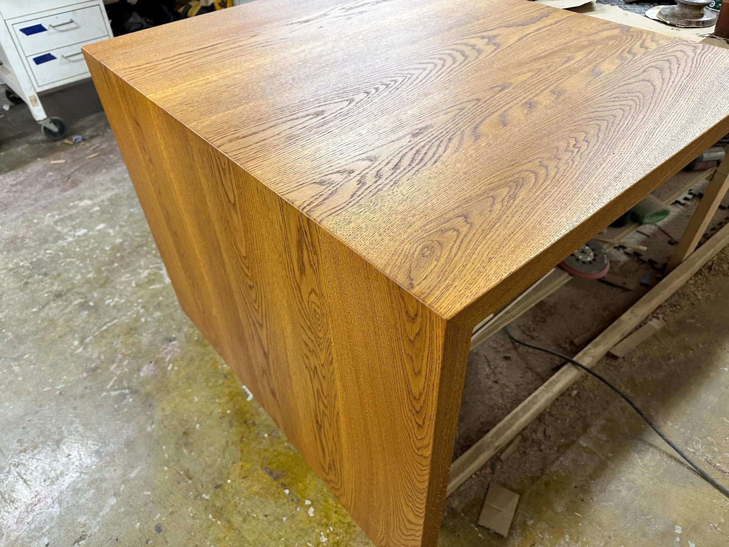 Custom Walnut Waterfall Countertop Extension, Seating Island Slab