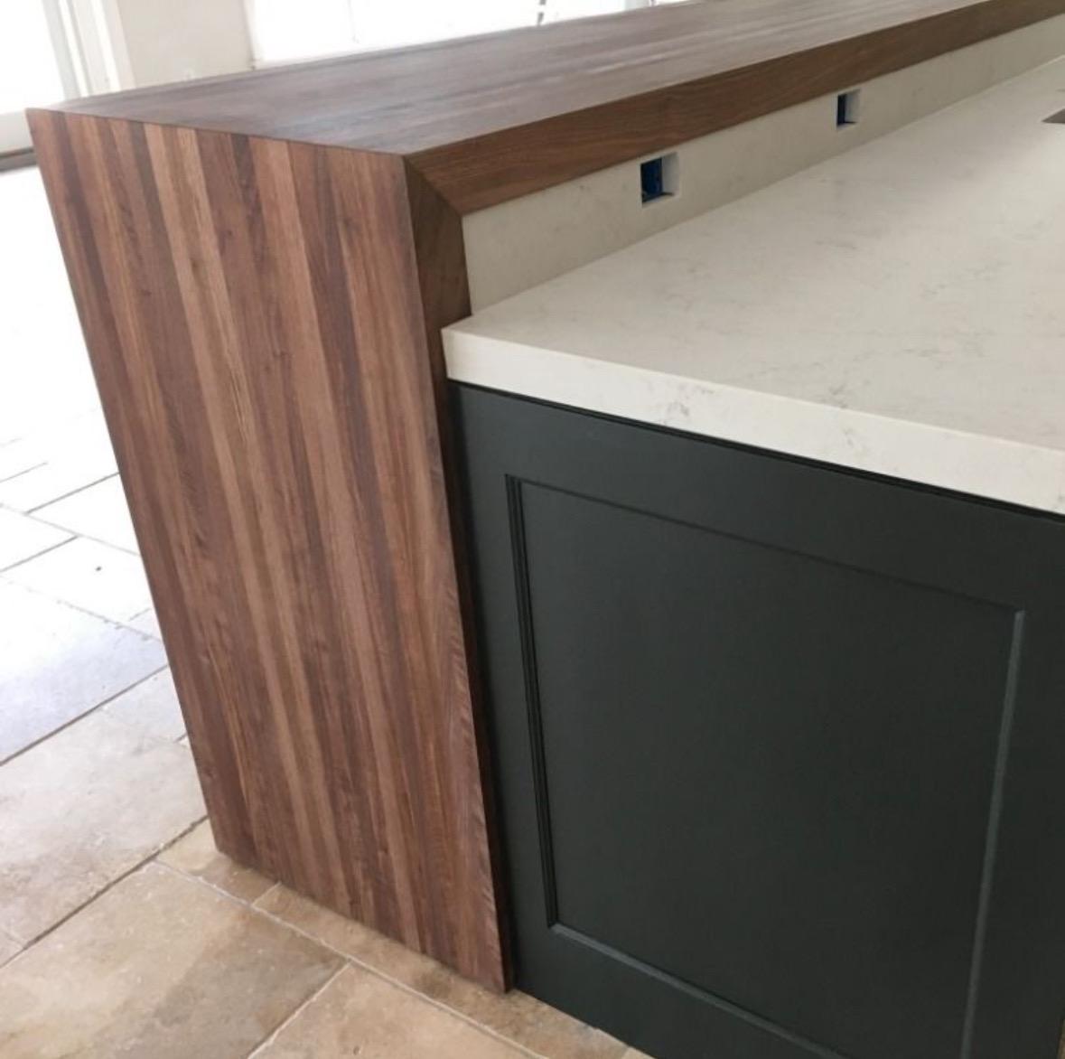 Custom Waterfall Countertop: Kitchen Island Extension Wood
