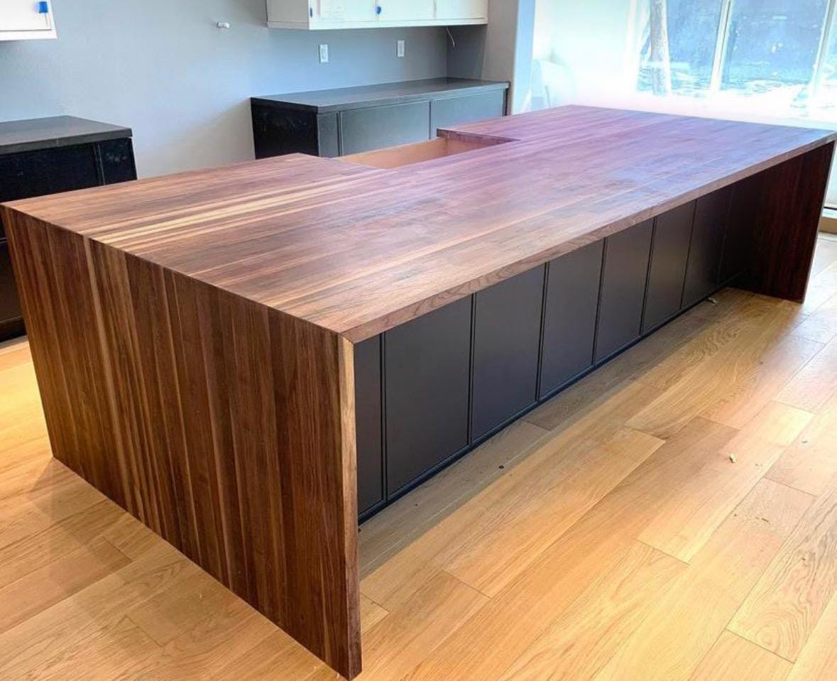 Custom Waterfall Countertop: Kitchen Island Extension Wood