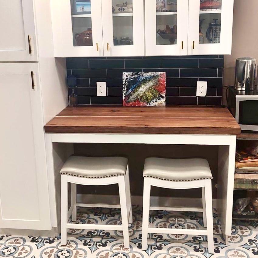Custom Waterfall Countertop: Kitchen Island Extension Wood