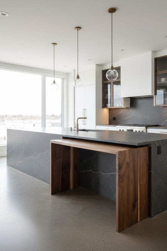 Custom Waterfall Countertop: Kitchen Island Extension Wood
