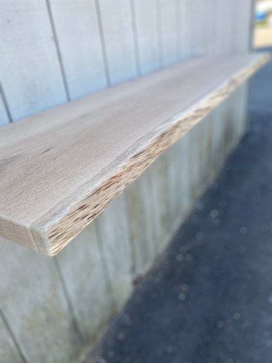 White oak floating shelf Raw edge