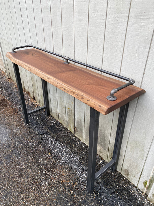 Walnut Sofa Table with Drink Rail