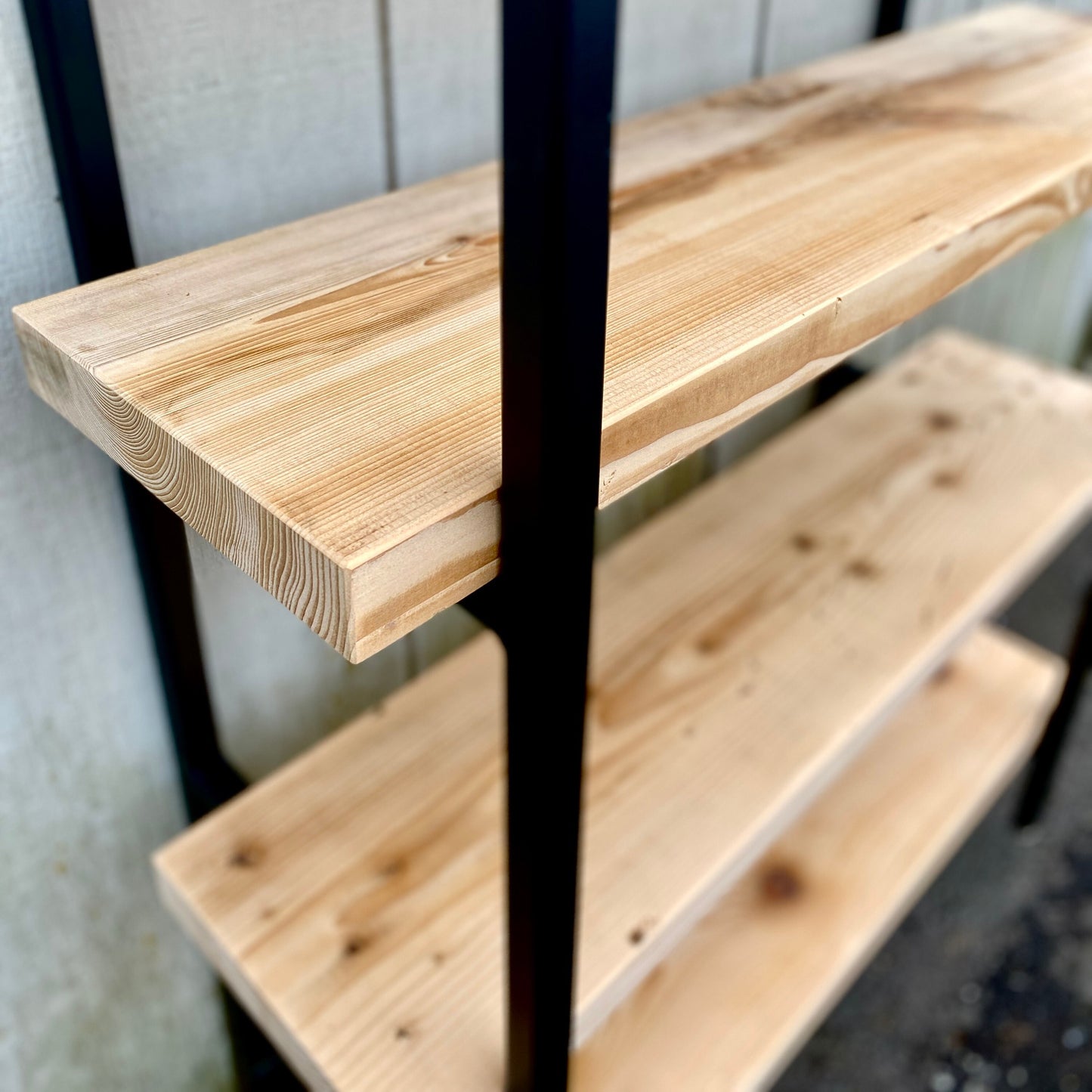 Plank Wood Shelving/Urban Wood Shelving, Custom Office Storage Shelf, Metal Bookcase Ladder Support